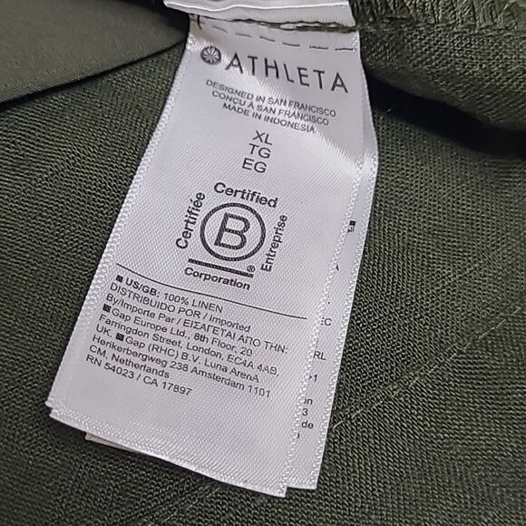 $109 NEW XL ATHLETA LINEN OLIVE GREEN SHORT SLEEVE ZIP POCKET ROMPER EXTRA LARGE - Picture 12 of 14